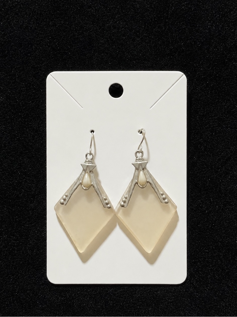 Vintage Art Deco Camphor Style Glass Dangle Earrings